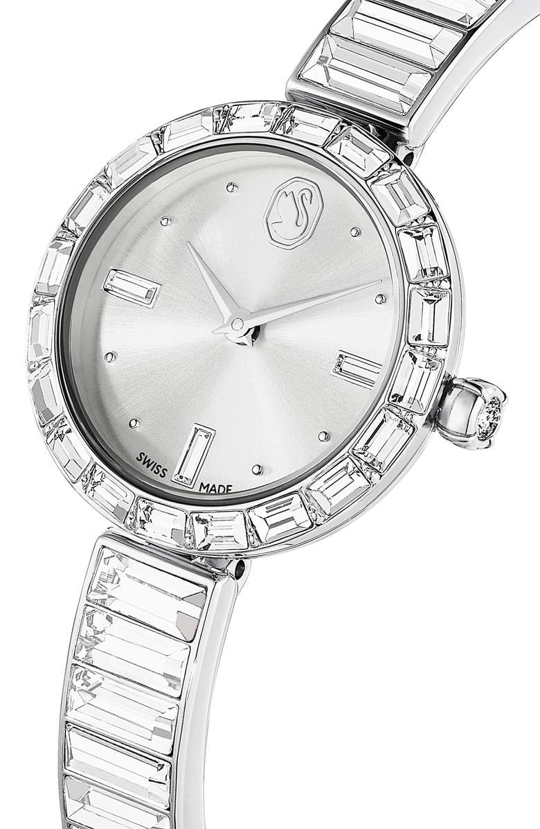 Swarovski Matrix Bracelet Watch, 25mm, Alternate, color, White/Silver