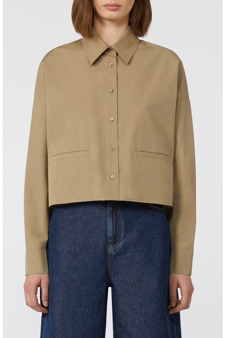 Svago Boxy Cotton Button-Up Shirt, Main, color, DESERT