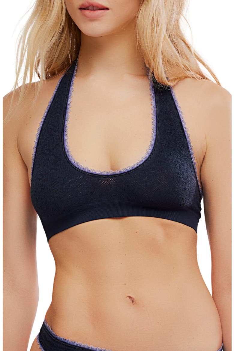 Sweet Point Seamless Halter Bralette, Main, color, BLACK COMBO