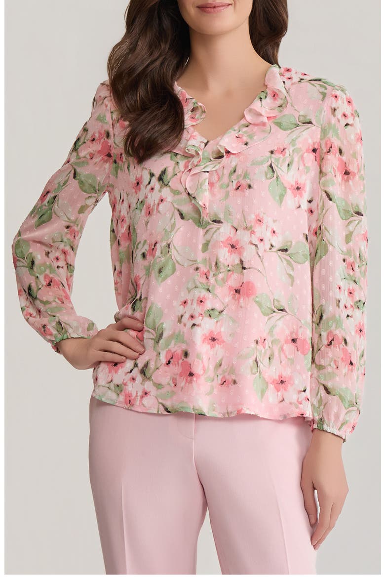 Ruffle Clip Dot Top, Main, color, TUTU PINK MULTI