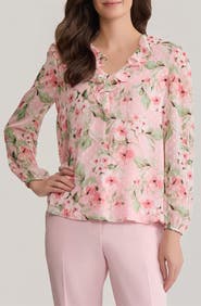 KASPER Ruffle Clip Dot Top