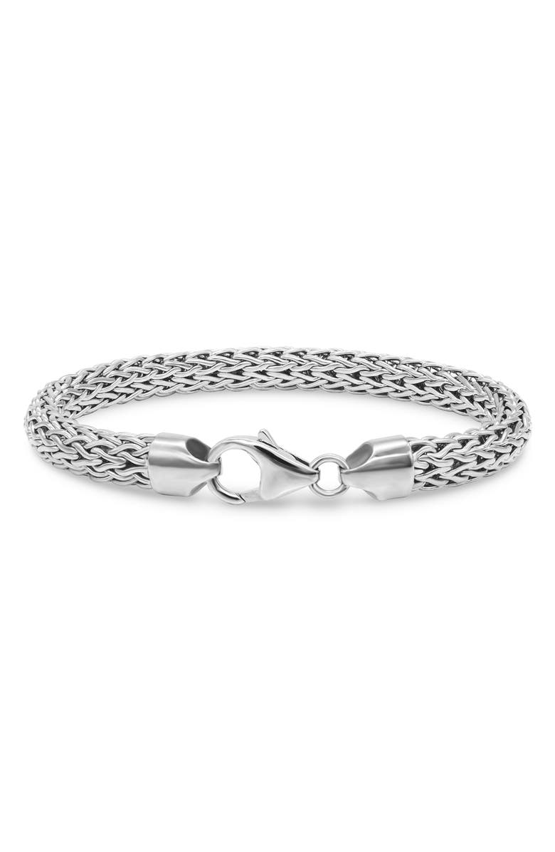 DEVATA Gender Inclusive Sterling Silver Dragon Bone Oval 7mm Chain Bracelet, Alternate, color, Silver