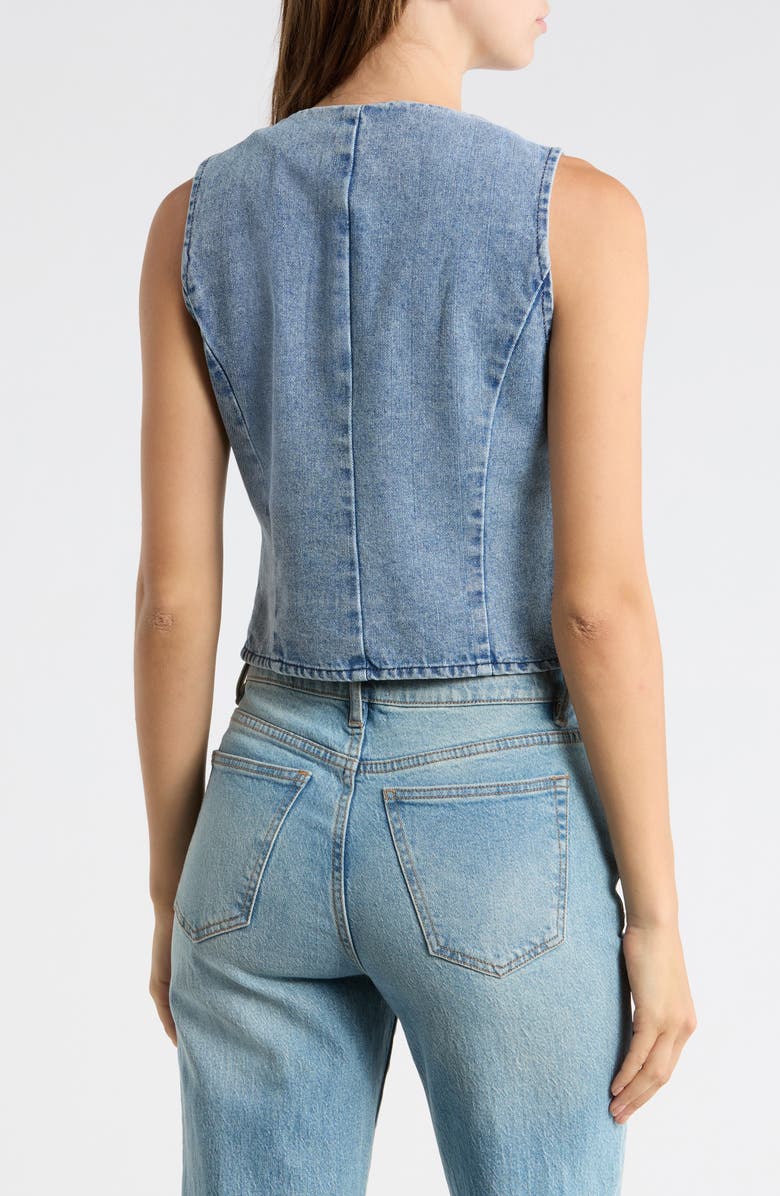 Vigoss Fitted Denim Vest, Alternate, color, Light Wash