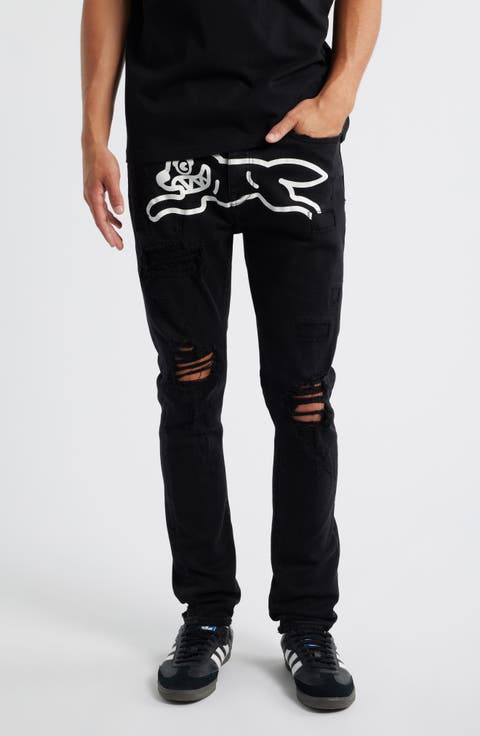 Returner Ripped Slim Leg Jeans (Black Chocolate Chip)