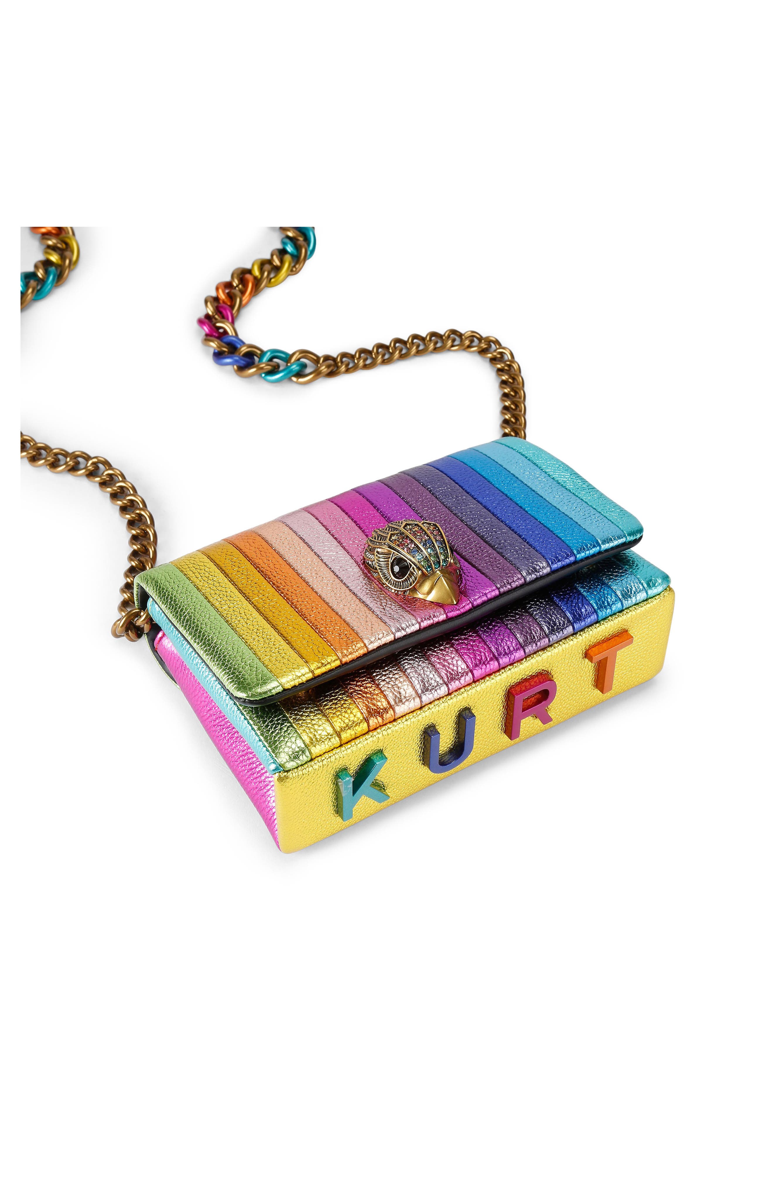 Kurt Geiger London Mini Kensington Leather Crossbody Bag, Alternate, color, Rainbow