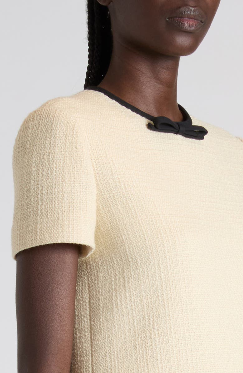 Valentino Bow Detail Virgin Wool Blend Tweed Minidress, Alternate, color, Beige/ Black