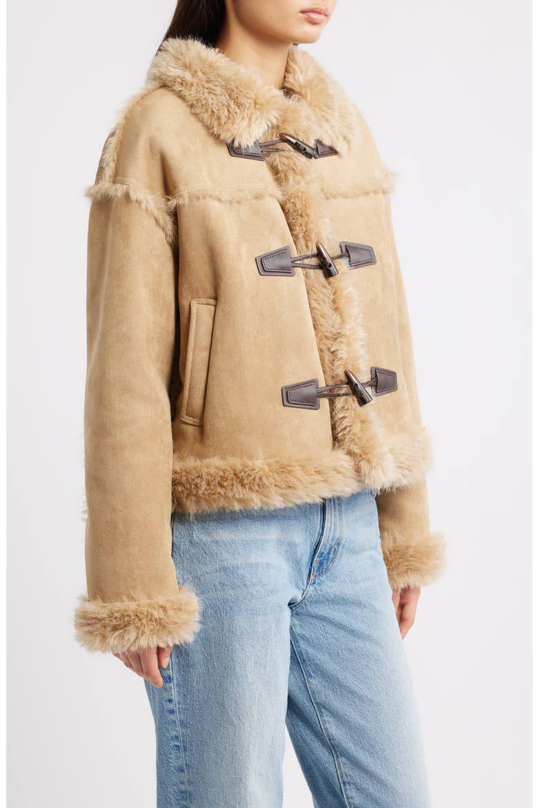 Faux Shearling Jacket, Alternate, color, CHESTNUT