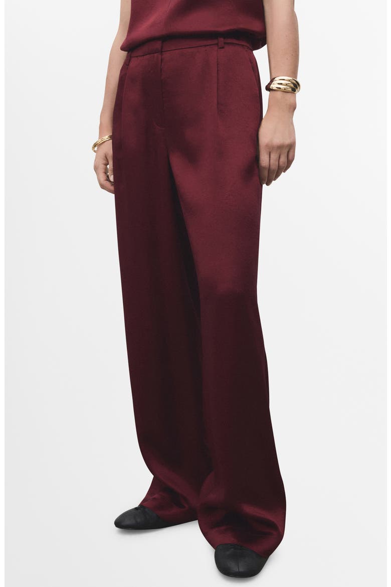 Wide Leg Satin Pants, Main, color, RUSSET