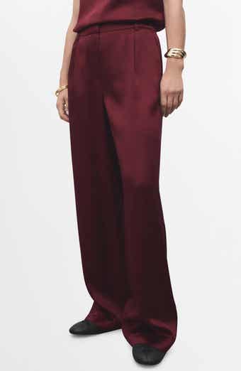 MANGO Wide Leg Satin Pants