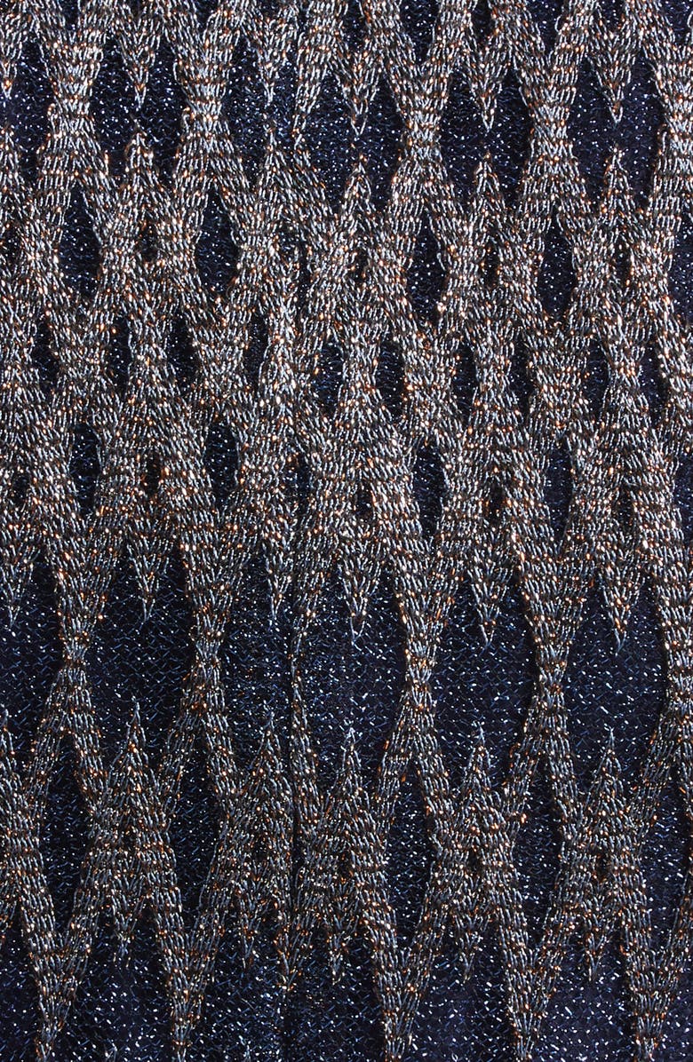 Missoni 3D Diamond Pattern Lamé Midi Dress, Alternate, color, Blue Tones