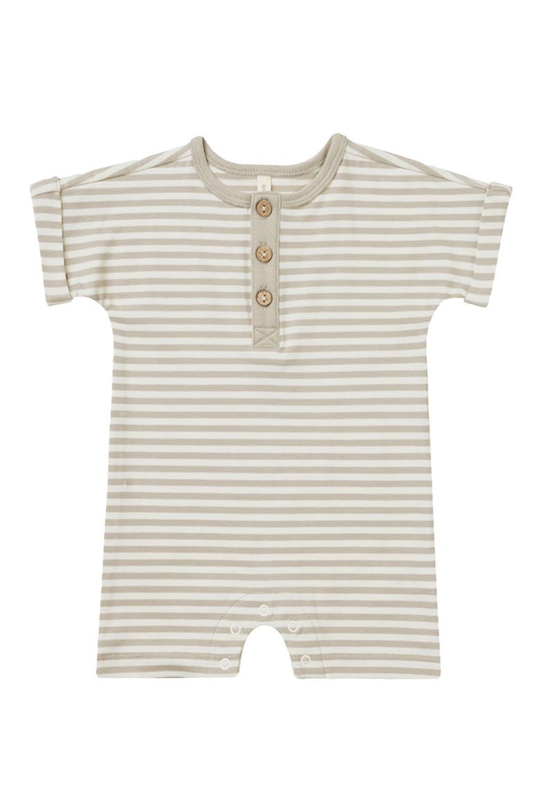 Stripe Short Sleeve Knit Romper, Main, color, ASH-STRIPE