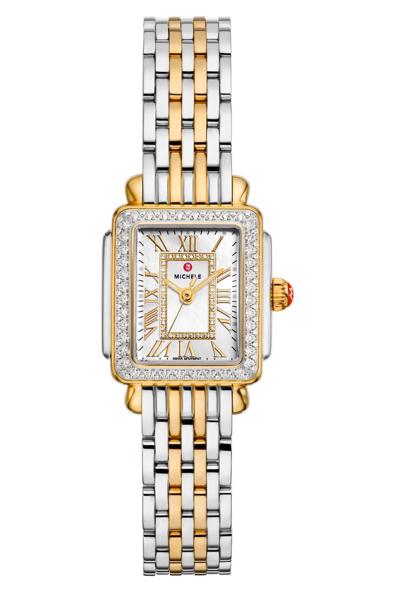 Mini Deco Madison Two-Tone 18K Gold Plate Diamond Bracelet Watch