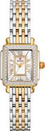 MICHELE Mini Deco Madison Two-Tone 18K Gold Plate Diamond Bracelet Watch, 23mm x 24mm