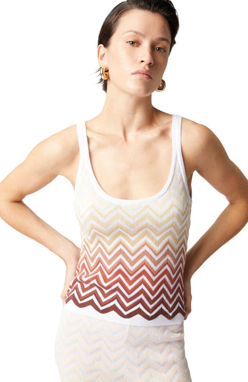 Missoni Cotton And Viscose Chevron Dégradé Basket In Red Multicoloured