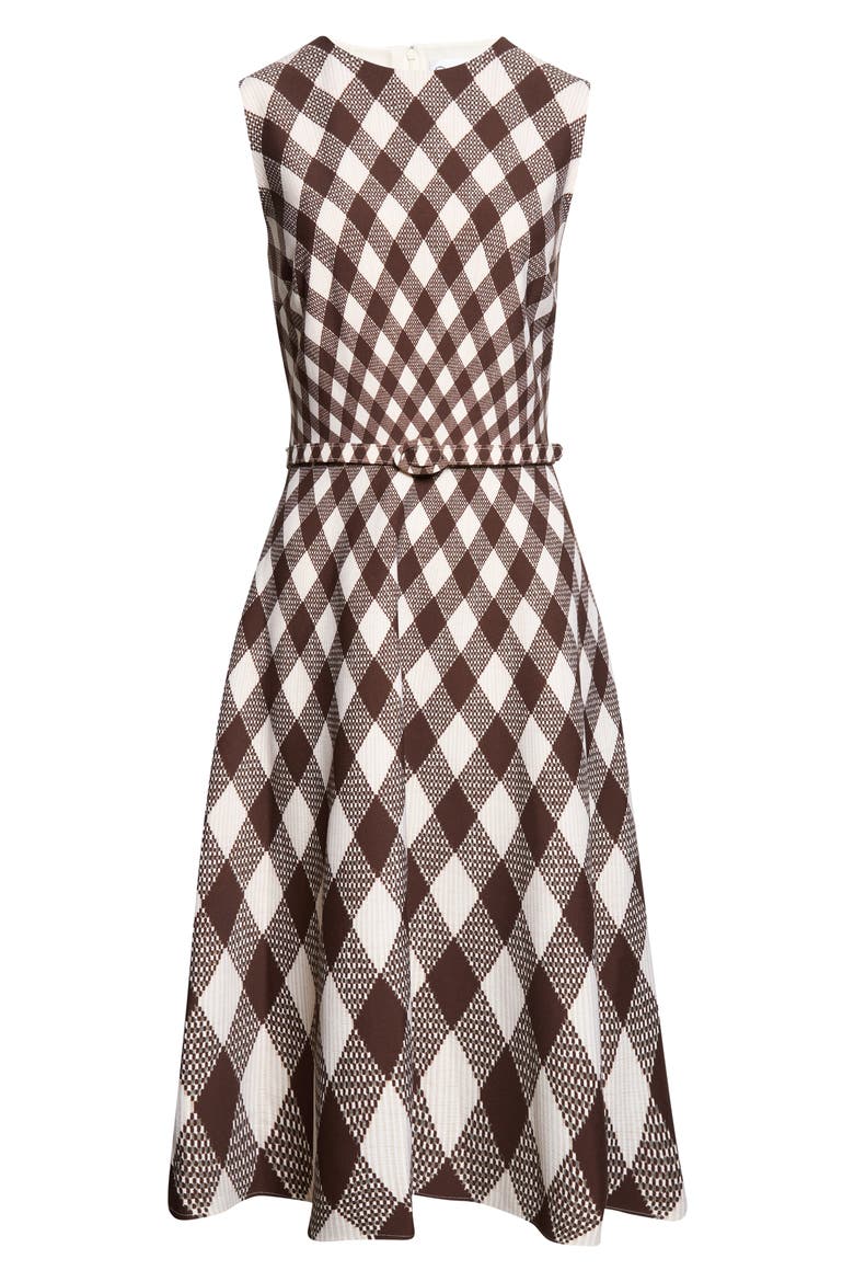 Argyle Dégradé Stretch Wool Dress, Main, color, BROWN/ IVORY