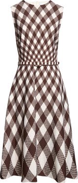 Oscar de la Renta Argyle Dégradé Stretch Wool Dress