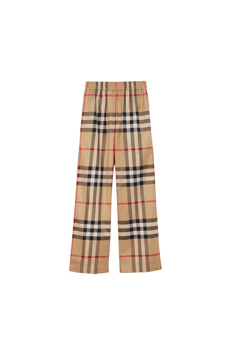 Burberry Check Cotton Trousers, Alternate, color, Archive Beige