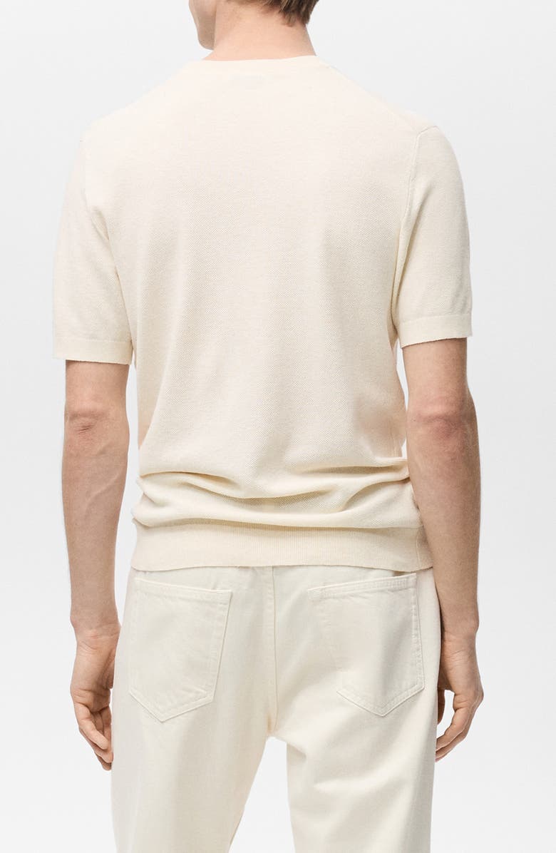 MANGO Short Sleeve Crewneck Sweater, Alternate, color, Ivory White