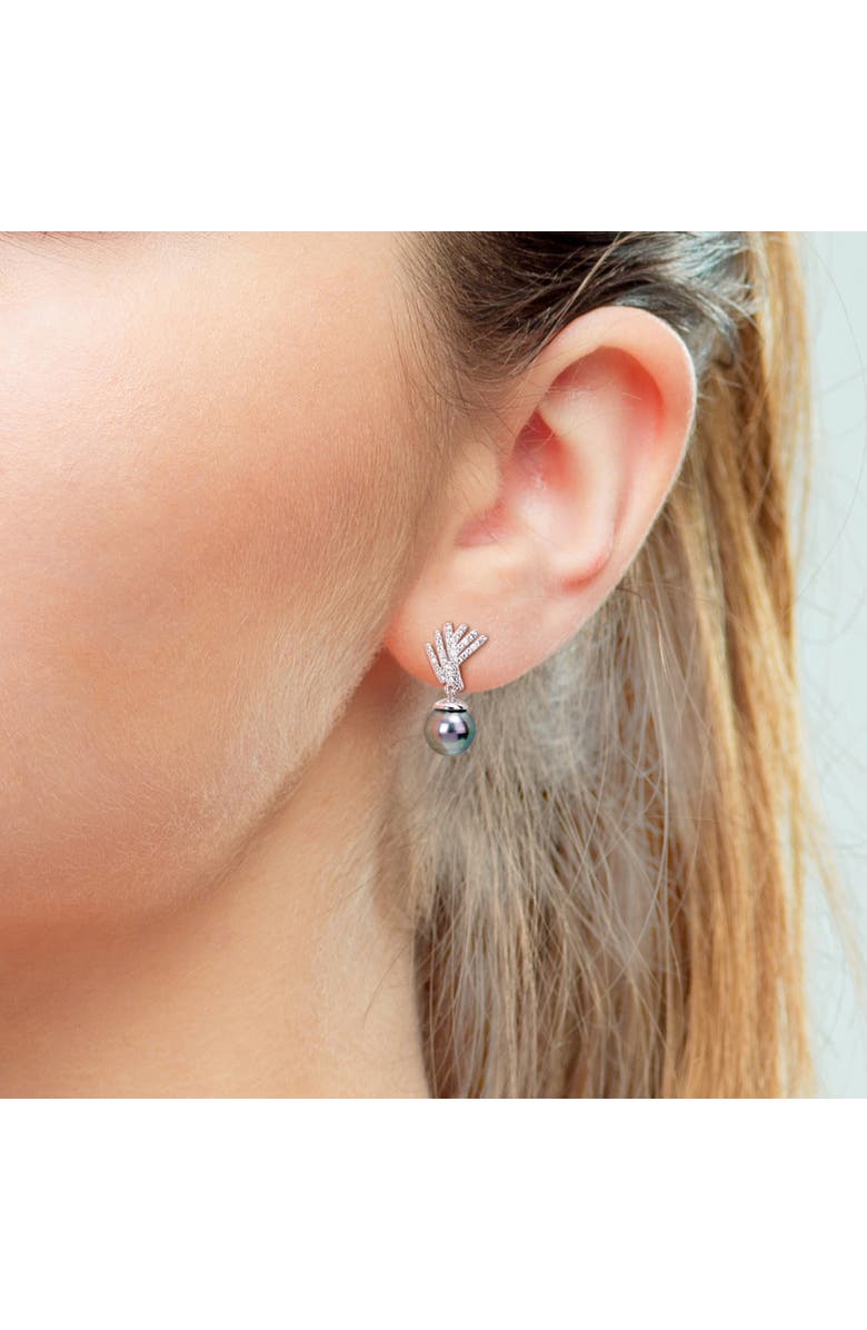 Julianna B. Cultured Pearl & Diamond Drop Earrings, Alternate, color, Tahitian Pearl