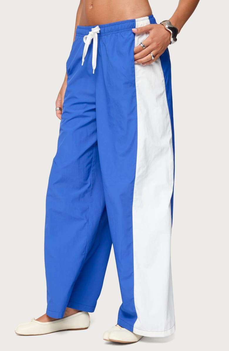 EDIKTED Jaye Contrast Panel Track Pants, Alternate, color, Blue