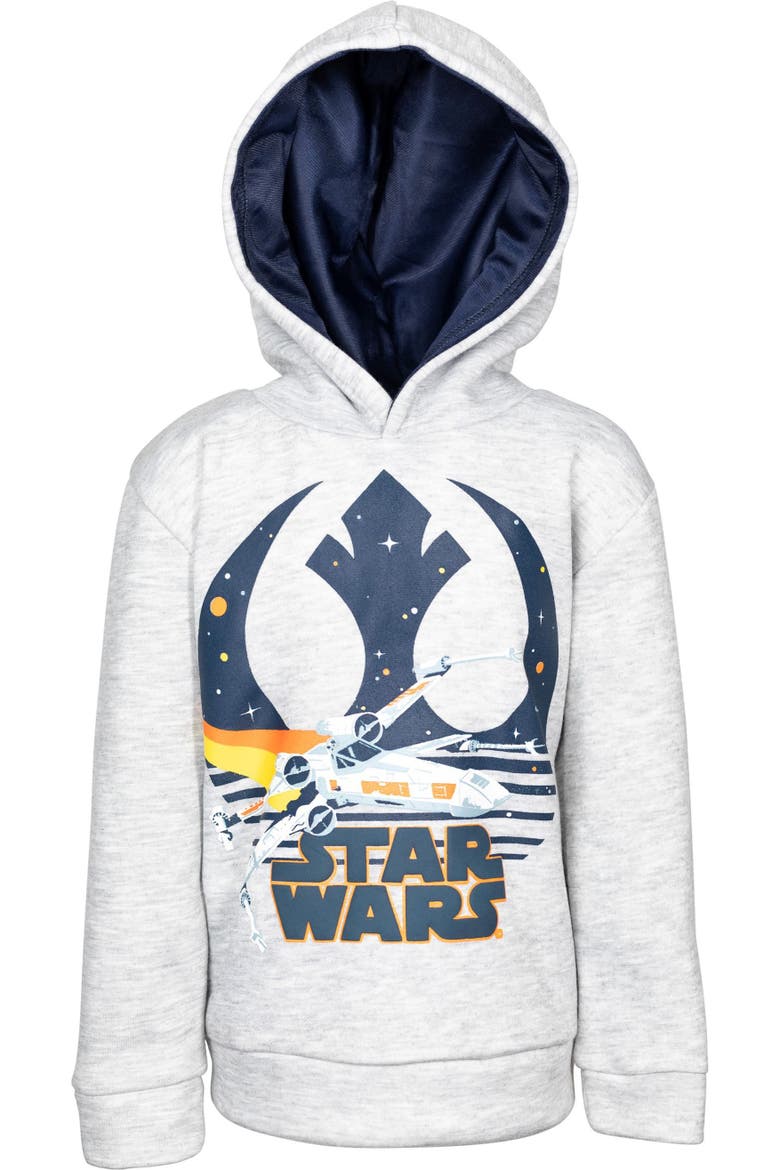 Fleece Pullover Hoodie, Alternate, color, Heather Grey Navy