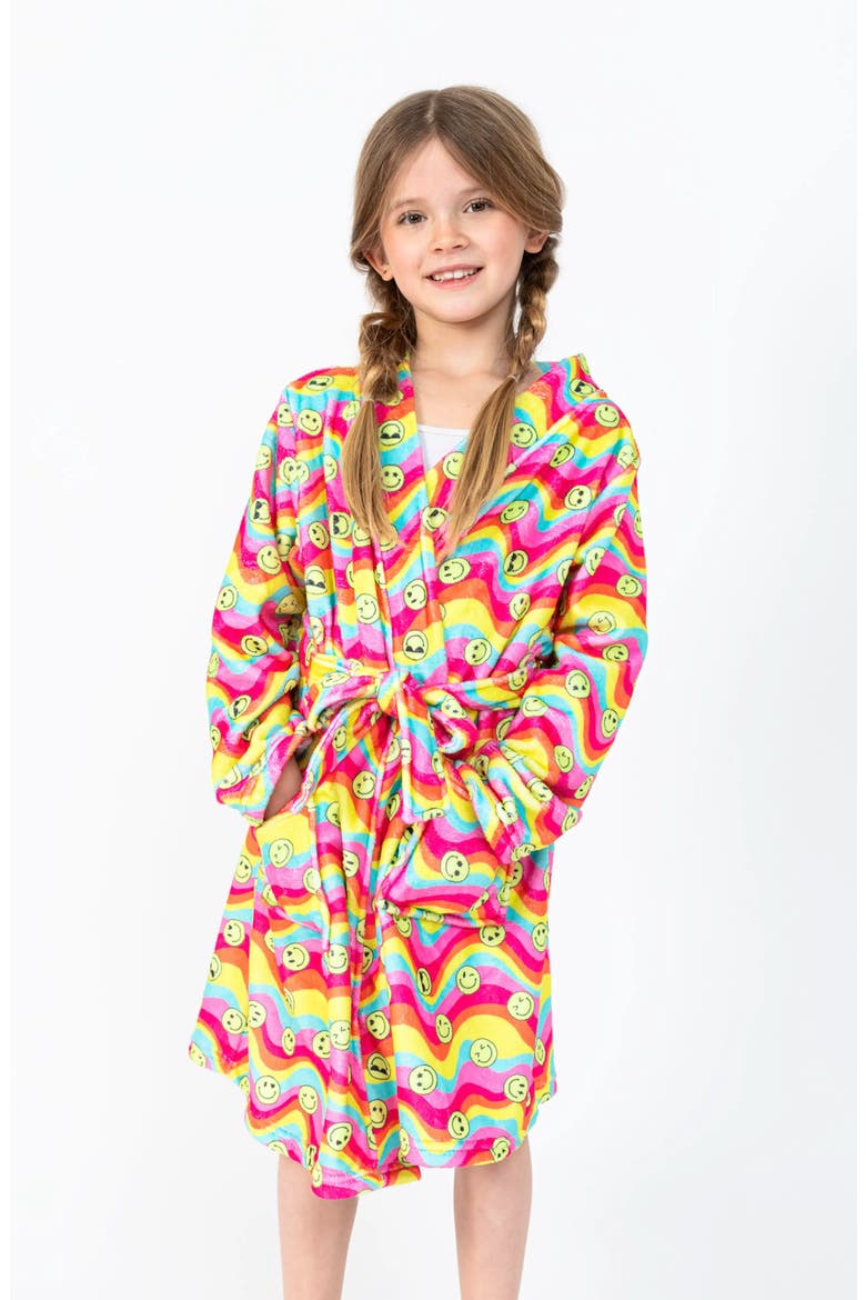Groovy Smiles Plush Robe, Main, color, Multicolor