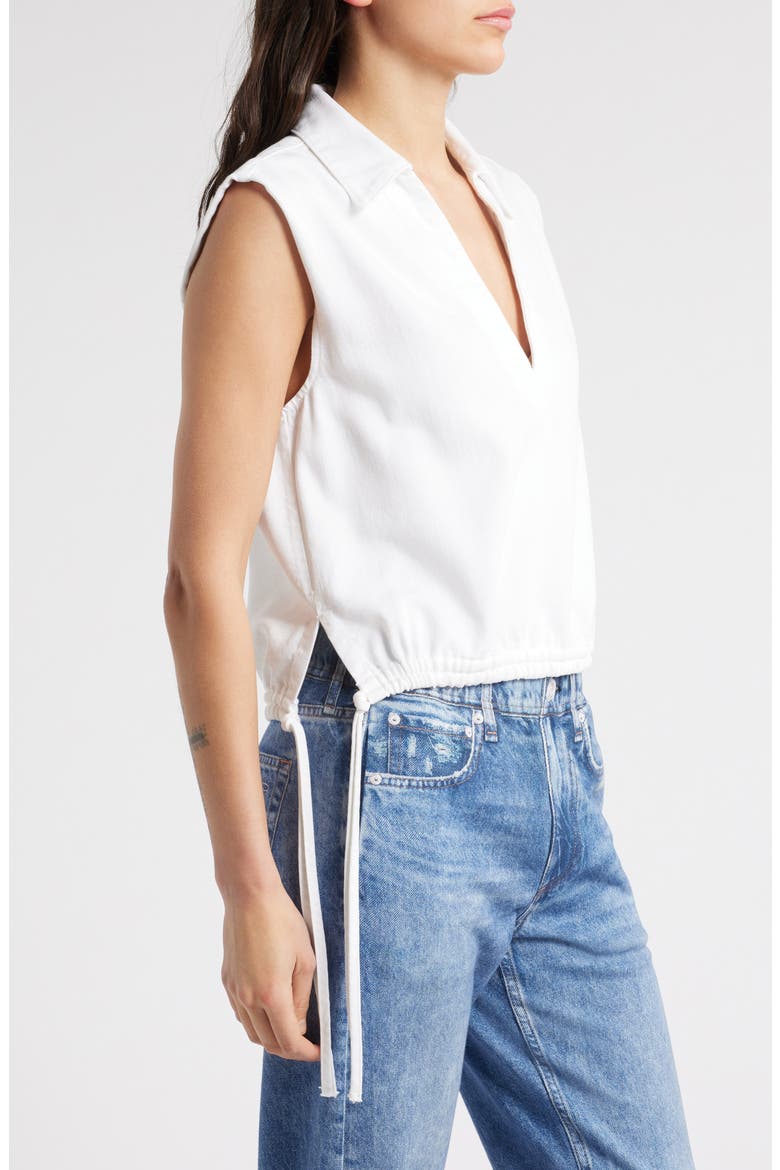Fiona Tie Hem Sleeveless Cotton Blend Top, Alternate, color, OPTIC WHITE
