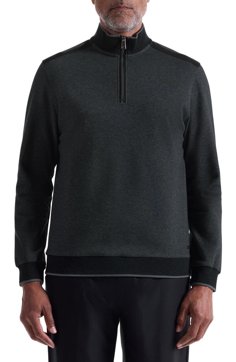 Bugatchi Mélange Quarter Zip Top, Main, color, Zinc