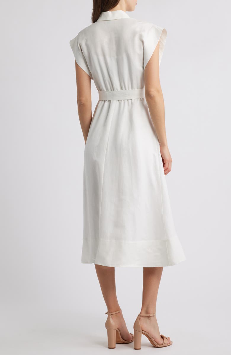 Anne Klein Belted Linen Blend Midi Shirtdress, Alternate, color,