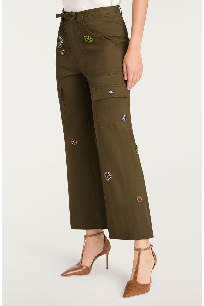 Michelle Retro Love Embellished Cargo Pants, Alternate, color, DARK OLIVE MULTI