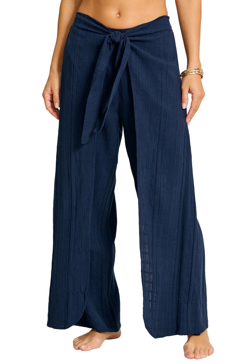 Mykonos Textured Cover-Up Sarong Pants, Main, color, MARE NAVY