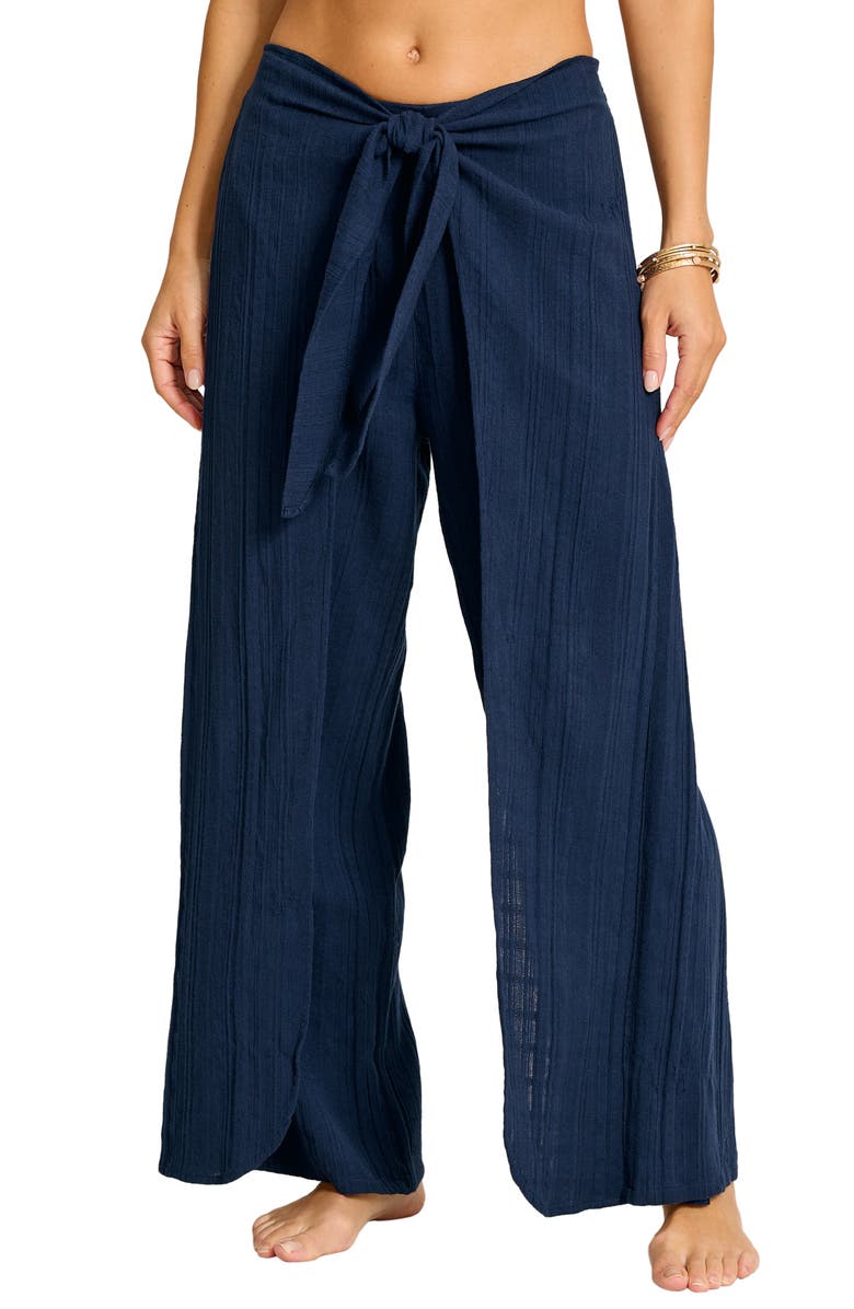 Tommy Bahama Mykonos Textured Cover-Up Sarong Pants, Main, color, Mare Navy