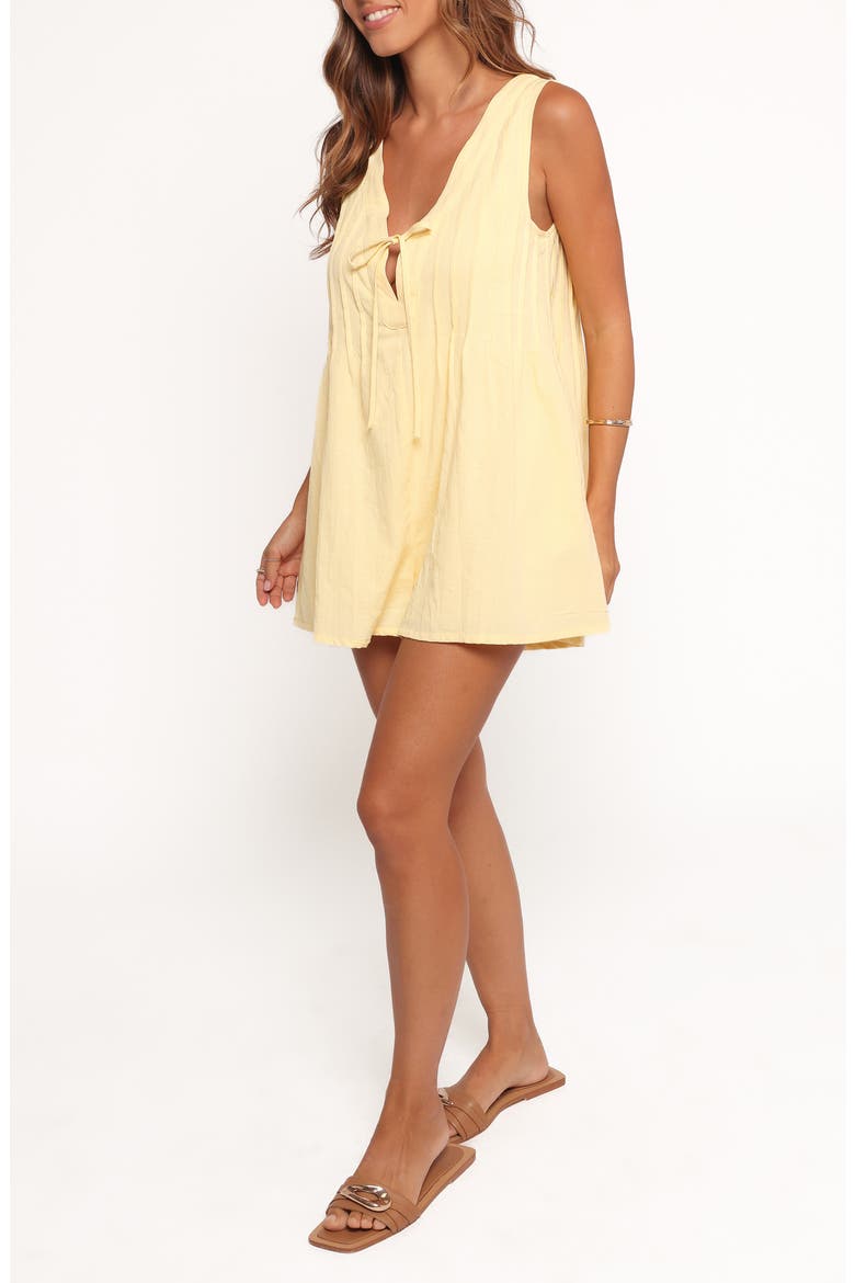 Sleeveless Cotton Tie Front Romper, Main, color, BUTTER YELLOW