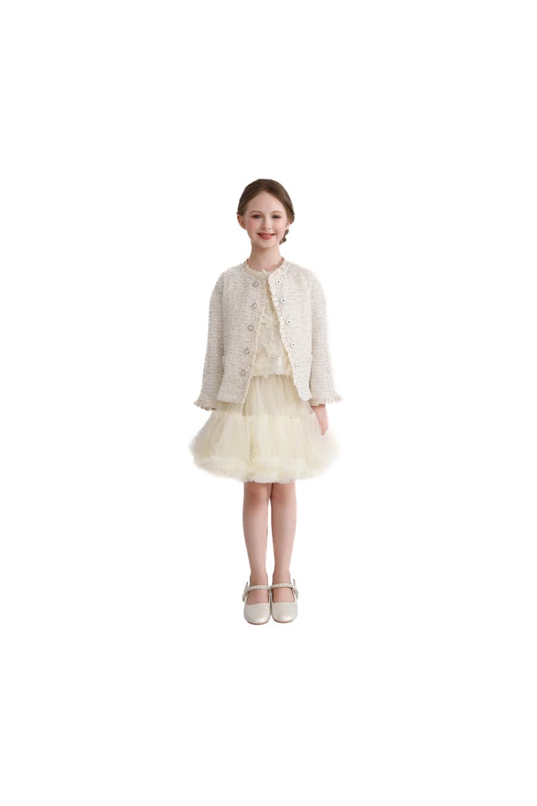 Sequin Tweed Jacket, Alternate, color, Ivory