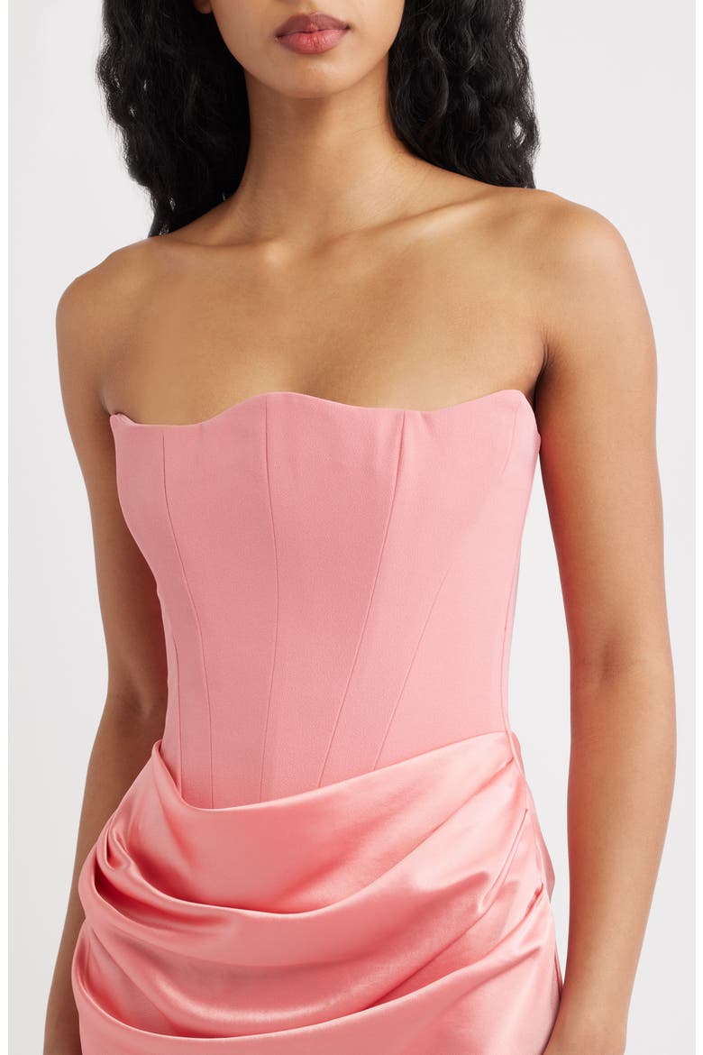 Persephone Strapless Corset Satin & Stretch Crepe Mermaid Gown, Alternate, color, RASPBERRY