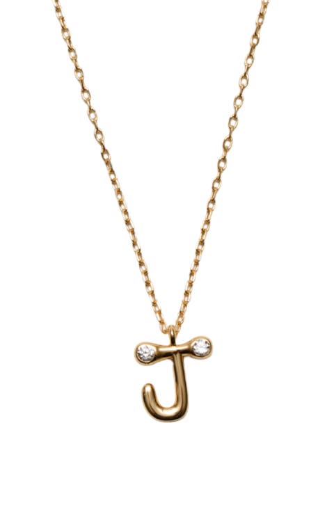 Cubic Zirconia Bubble Initial Necklace
