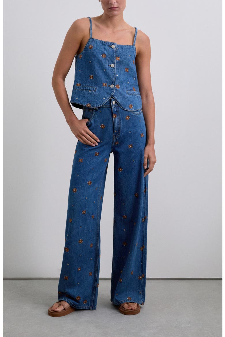 Embflower Denim Pant, Alternate, color, Indigo
