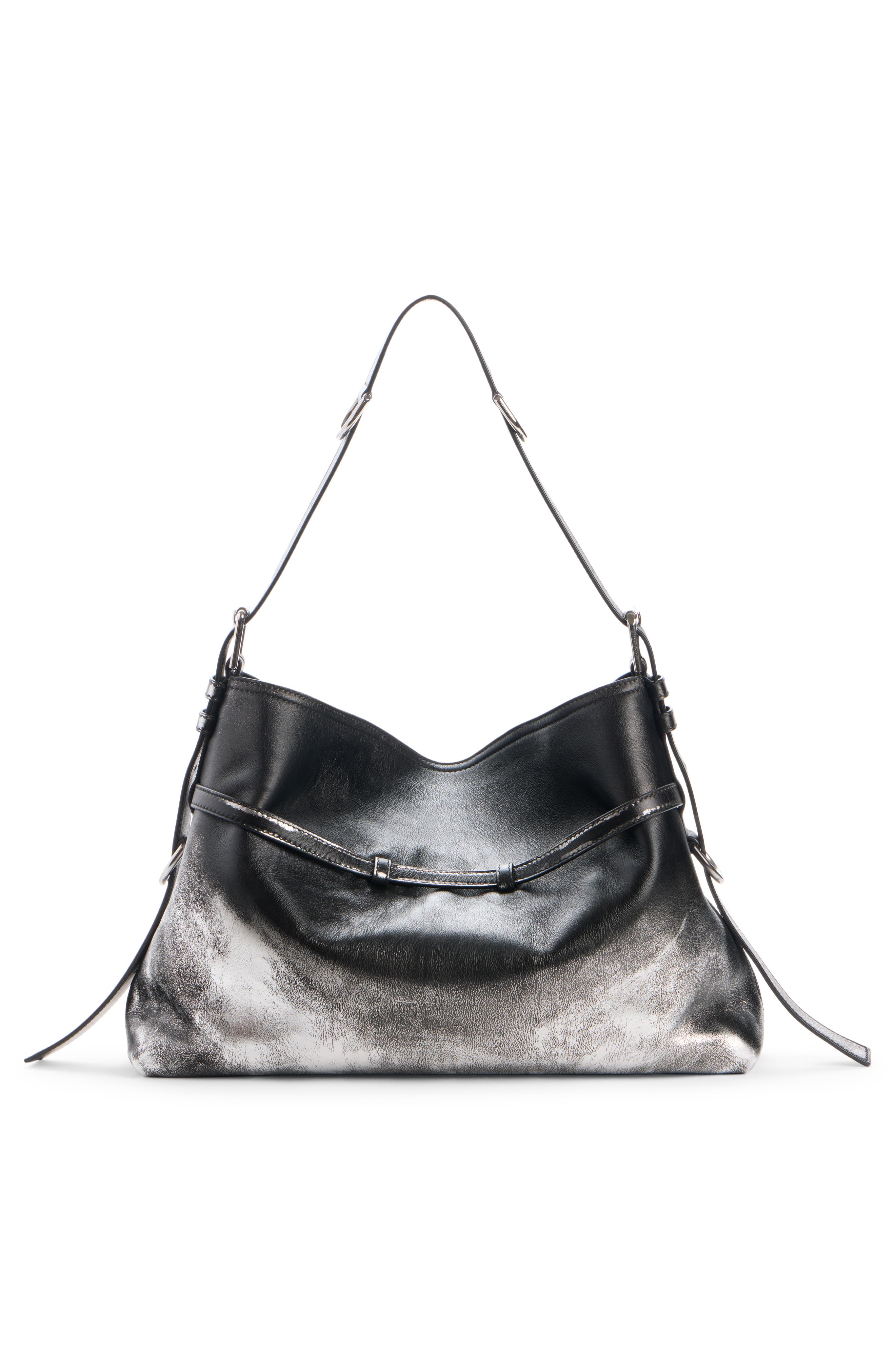 Givenchy Medium Voyou Dégradé Metallic Leather Shoulder Bag, Alternate, color, 001-Black