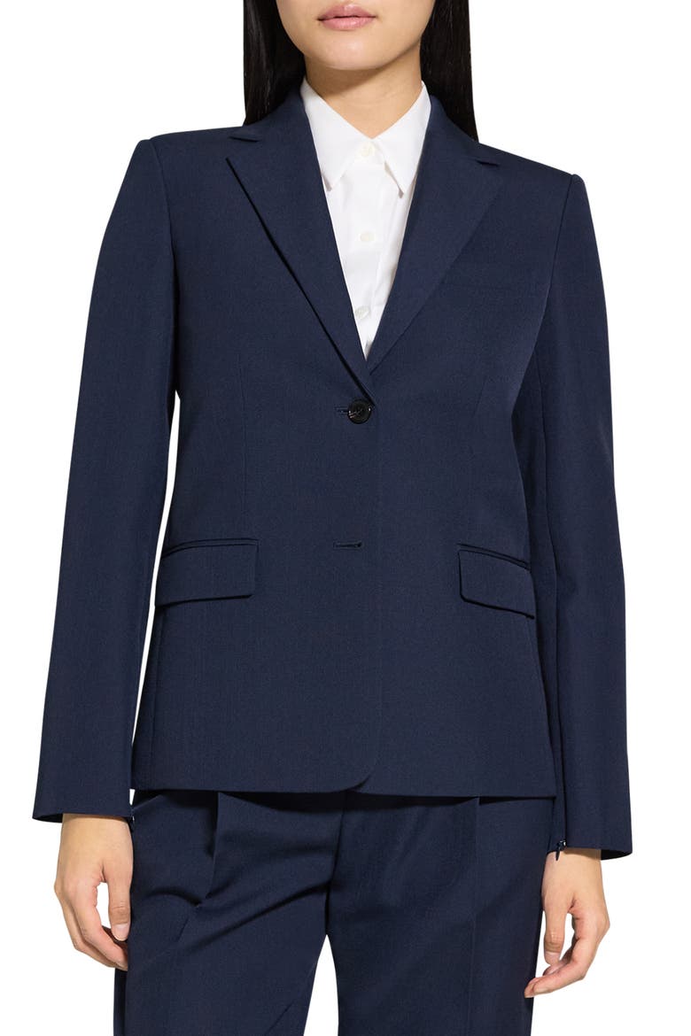 Zip Sleeve Wool Blend Jacket, Main, color, NOCTURNE NAVY
