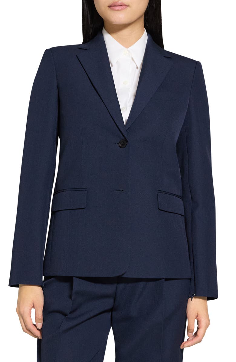 Theory Zip Sleeve Wool Blend Jacket, Main, color, Nocturne Navy