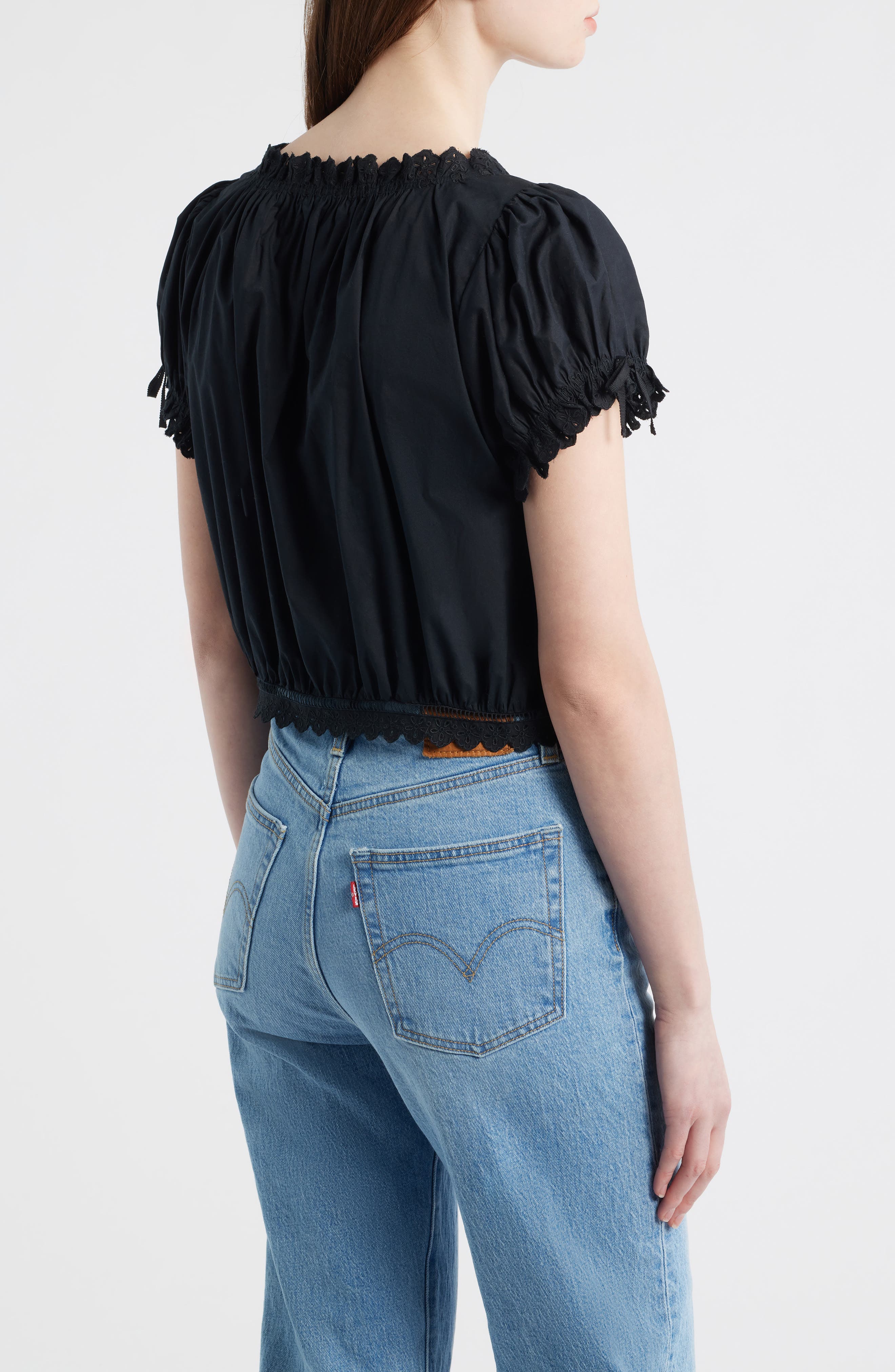 Nera Eyelet Ruffle Organic Cotton Crop Top - image 2