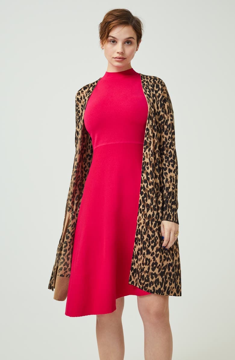 Halogen<sup>®</sup> Leopard Print Long Cardigan, Main, color,