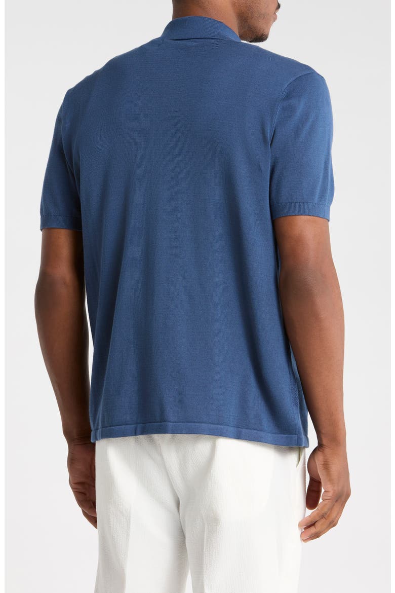 Honeycomb Stripe Cotton Polo Sweater, Alternate, color, SARGASSO SEA