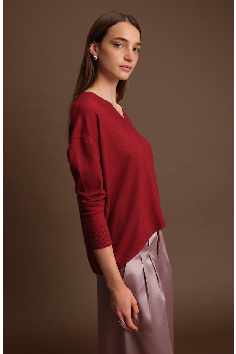 Betula V-Neck Sweater, Alternate, color, MALBEC