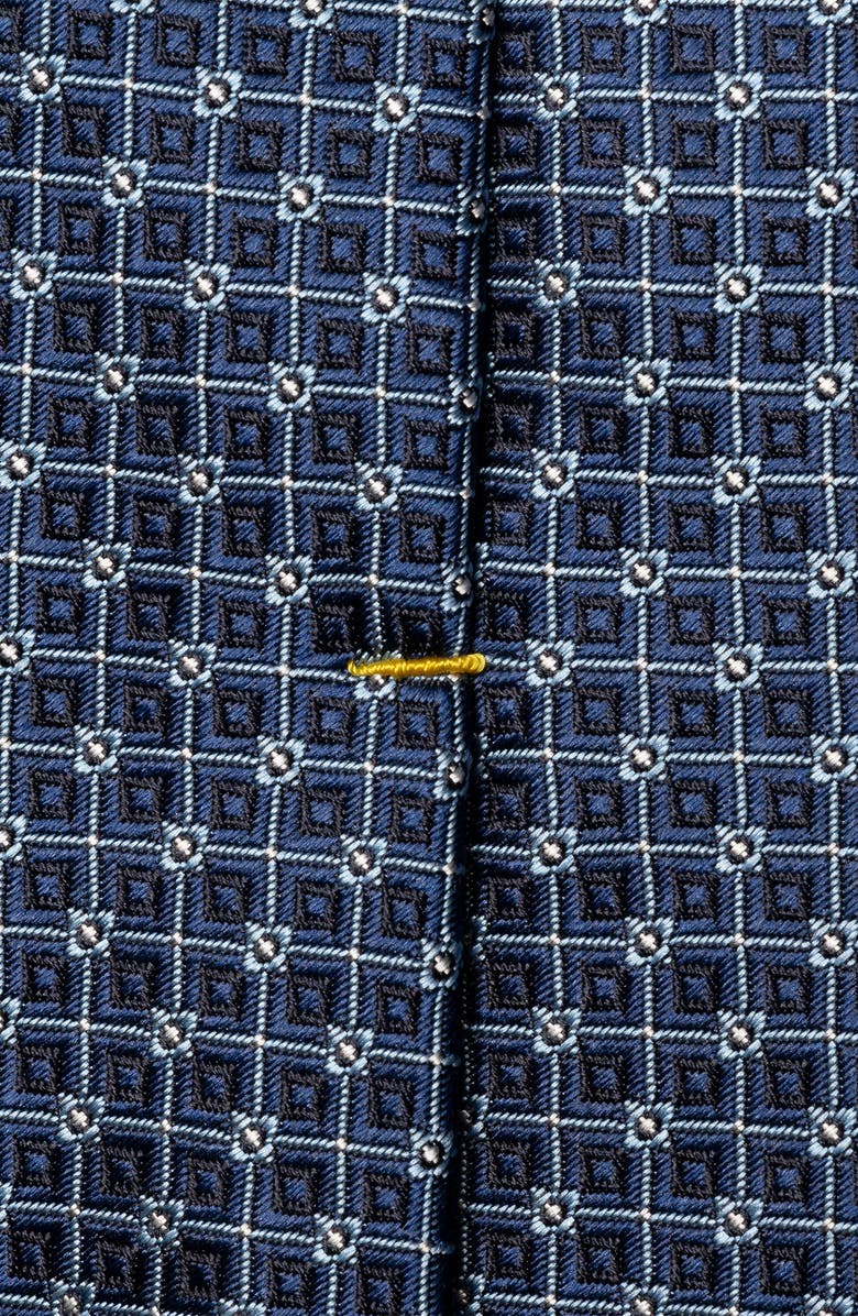 Eton Navy Geometric Pattern Silk Jacquard Tie, Alternate, color, Navy