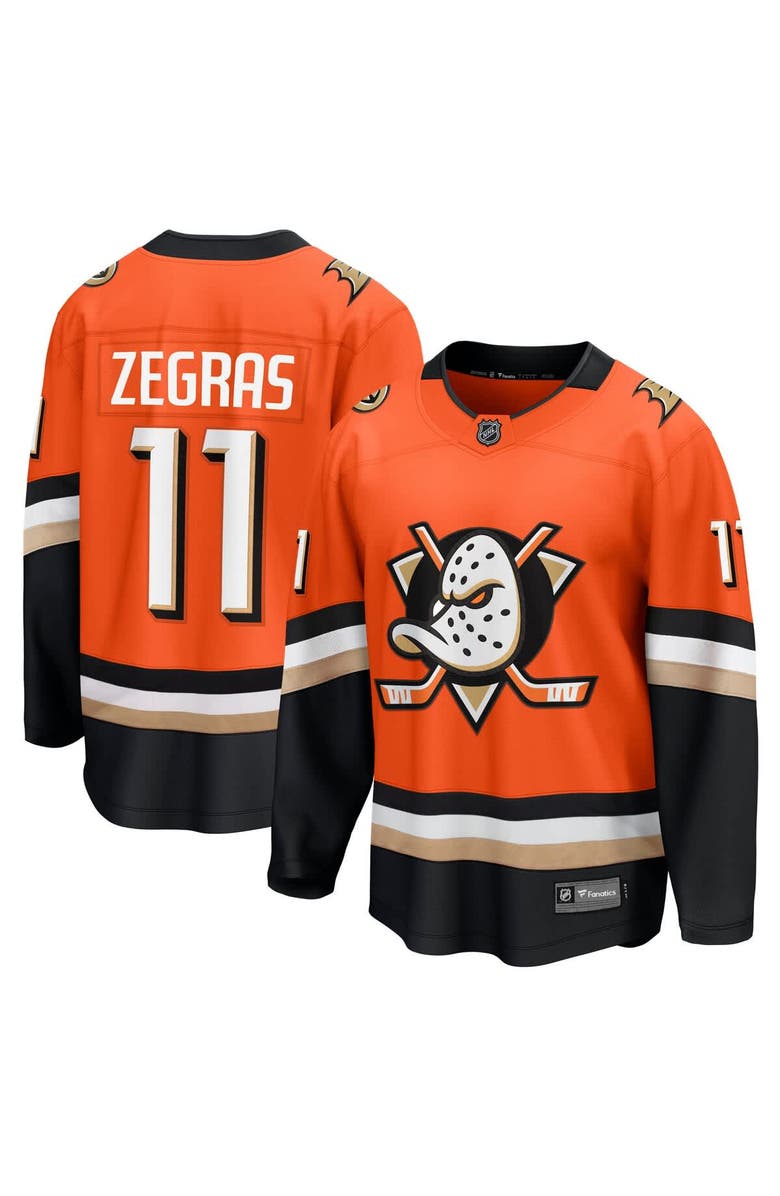 FANATICS Men's Fanatics Trevor Zegras Orange Anaheim Ducks Home Premier Breakaway Player Jersey, Main, color, 