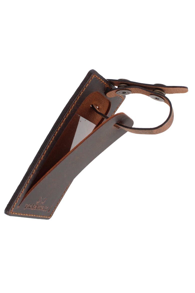 Bly Genuine Oil Tanned Leather Luggage Tag, Alternate, color, Brown