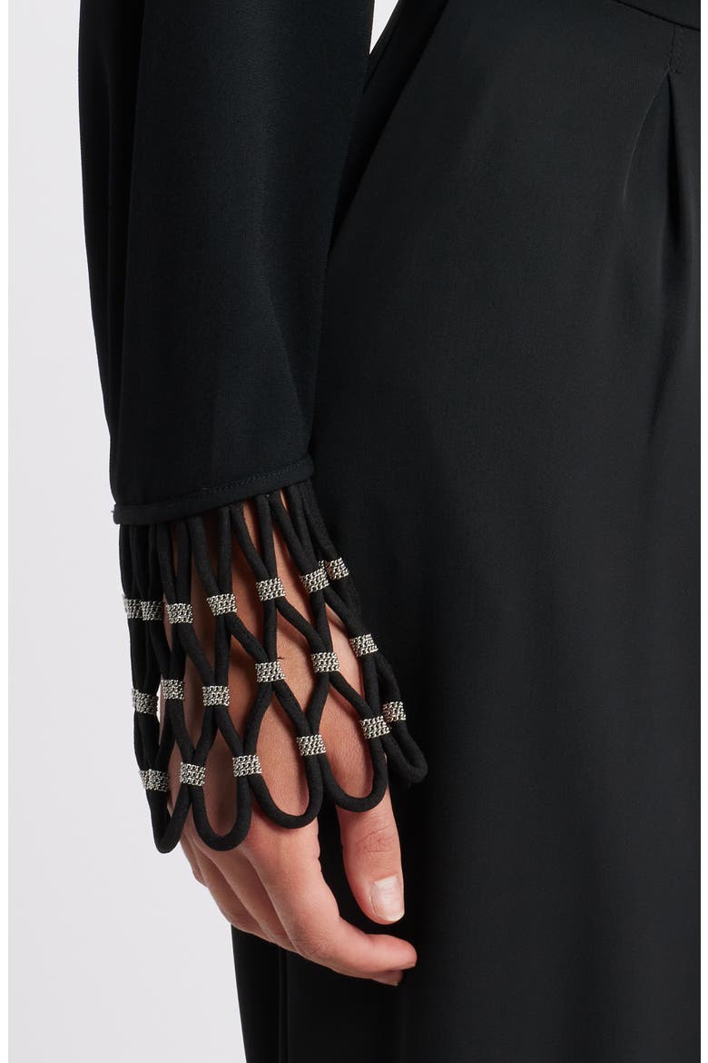 Chain Net Trim Top, Alternate, color, BLACK