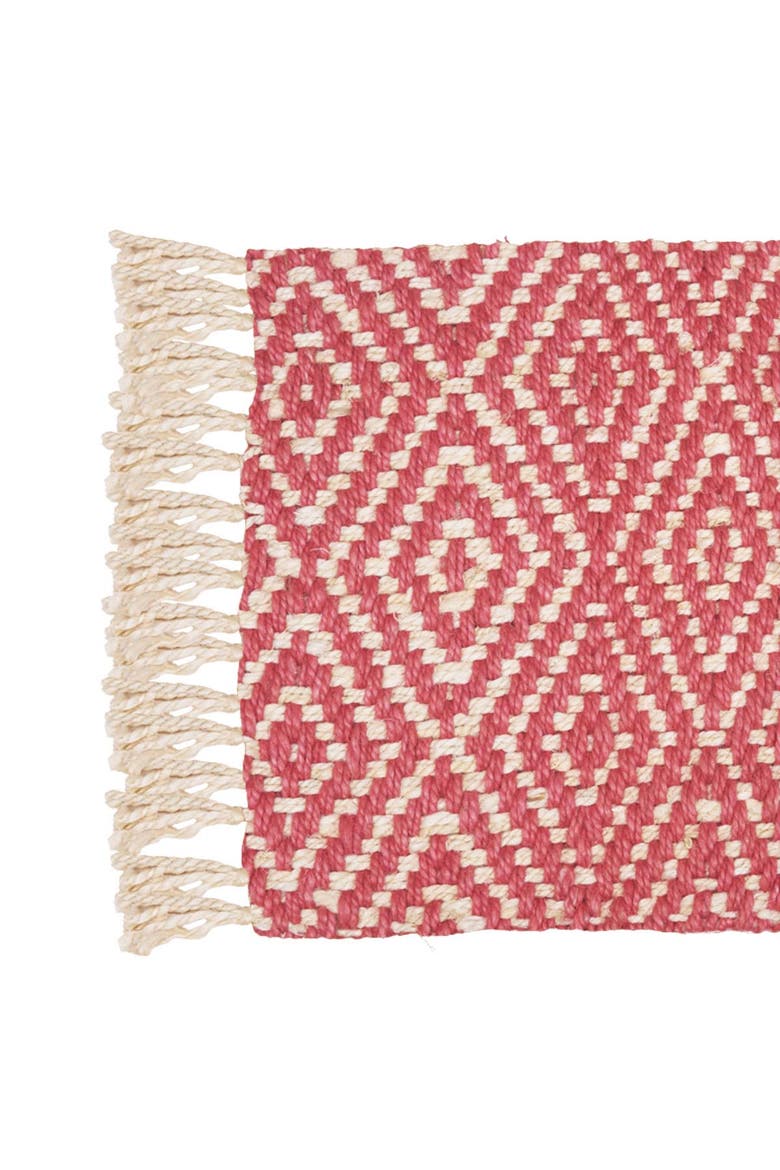 Fringed Diamond Hibiscus Jute Rug, Alternate, color, Red