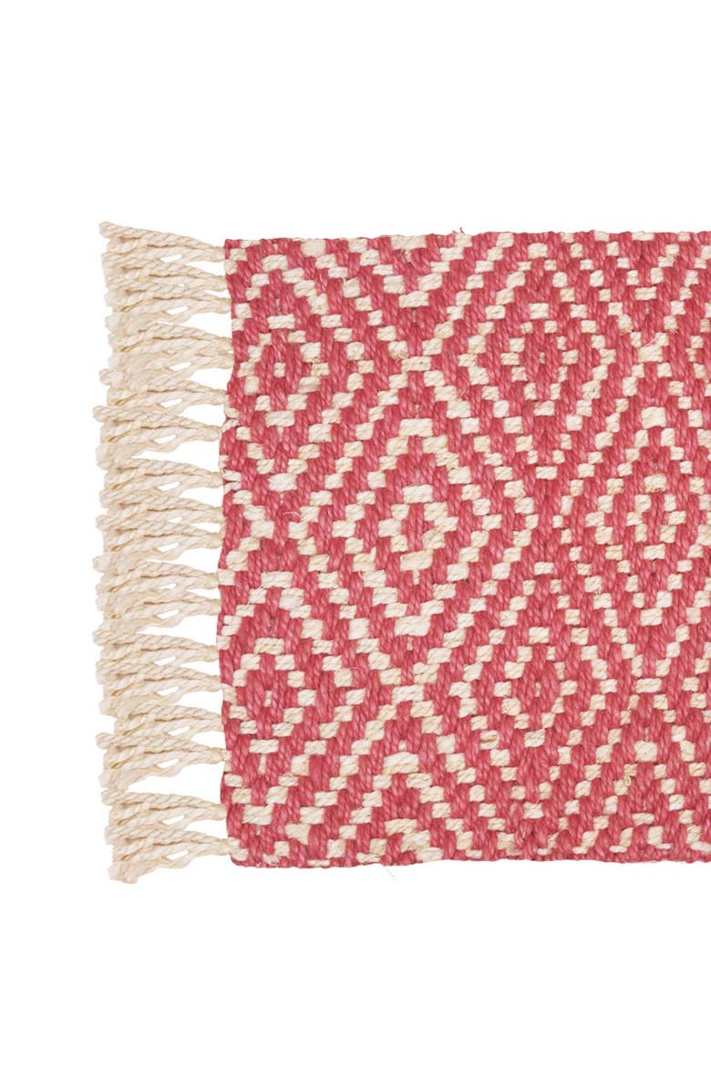 carol & frank Fringed Diamond Hibiscus Jute Rug, Alternate, color, Red